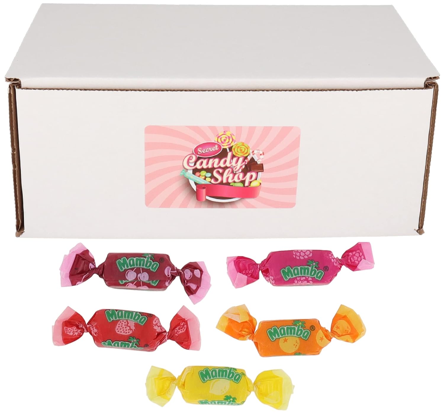 Mamba Fruit Chews Original Flavors (Orange, Raspberry, Strawberry, Cherry, Lemon)