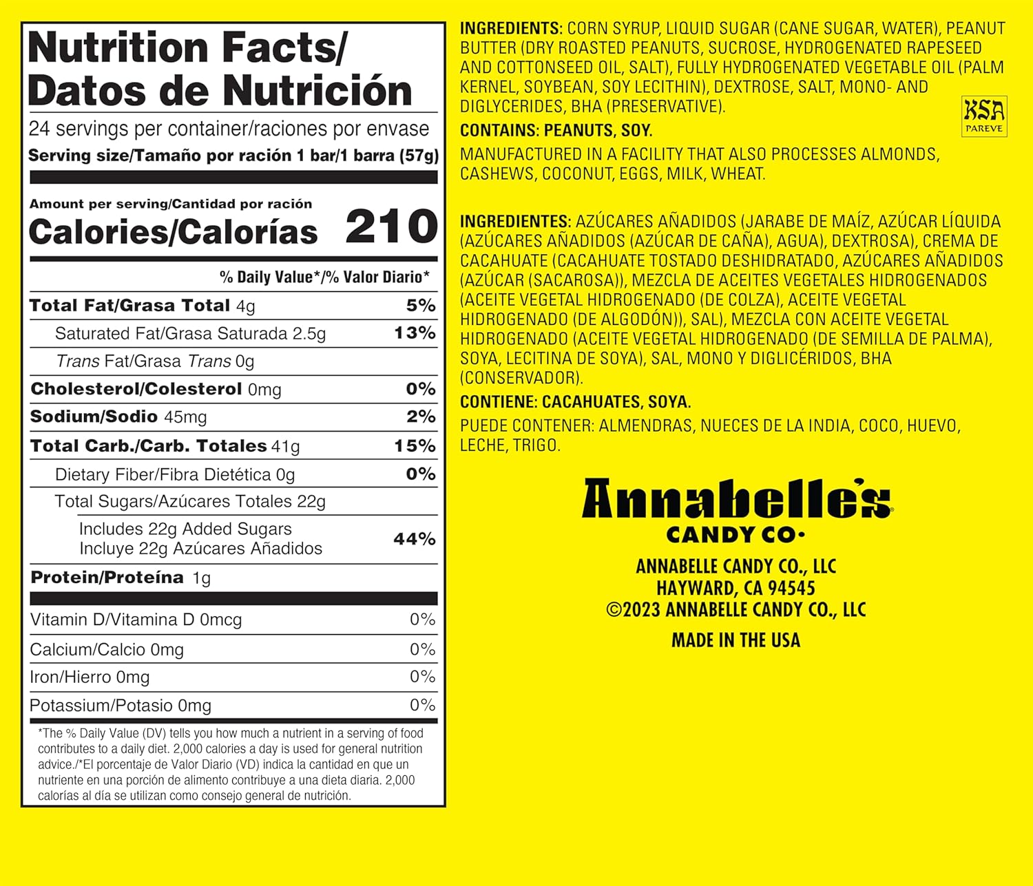 Abba Zaba Nutrition Facts