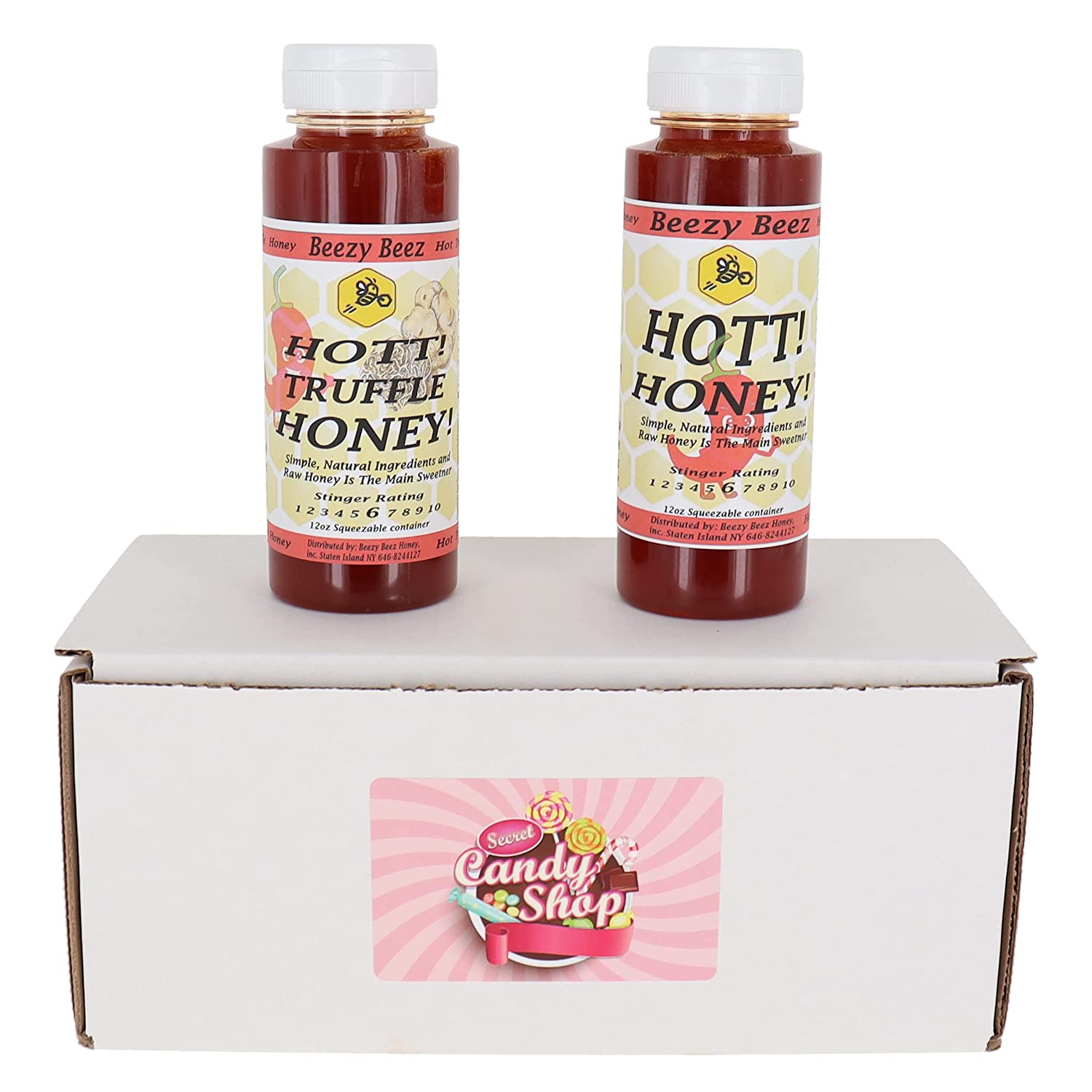 Beezy Beez Hot Honey 12oz Bottle Variety Pack with Black Truffle (1 of each, total of 2)