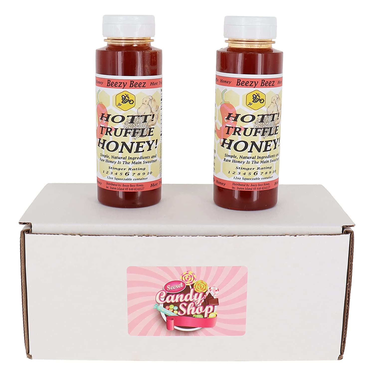 Beezy Beez Hot Honey 12oz Bottle (Spicy Hott Truffle Honey) (Pack of 2)