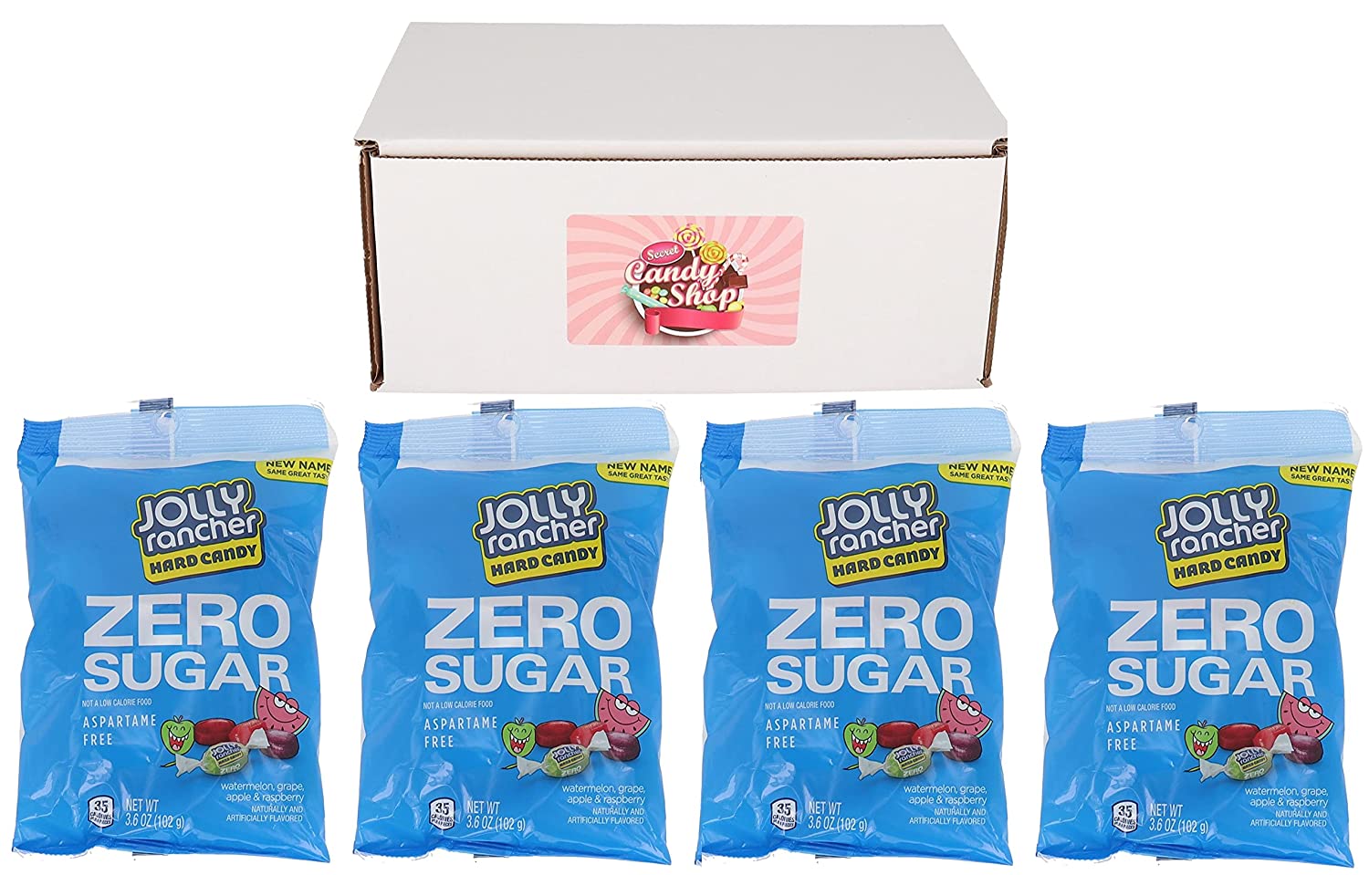 SCS Jolly Rancher Zero Sugar Free Hard Candy 3.6 oz Bag (Pack of 4)