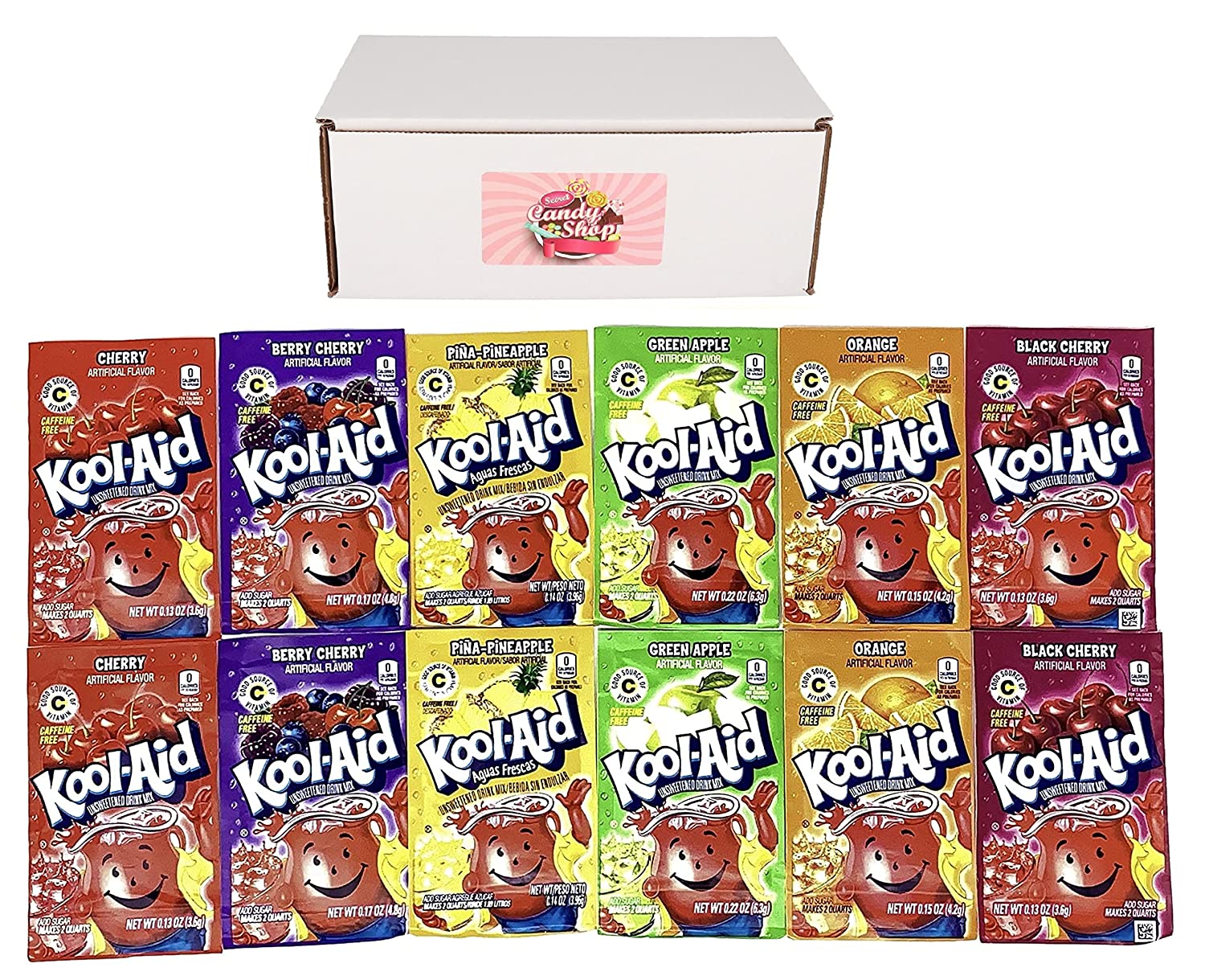 Kool-Aid Drink Mix Packets Variety Pack of 6 Flavors (2 of each flavor, Total of 12)